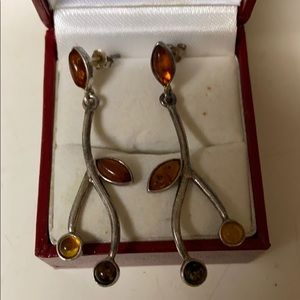 925 amber earrings